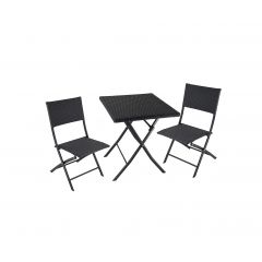 მაგიდა ორი სკამით RATTAN (1401.008) შავი