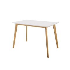 ხის მაგიდა (CODY) 120*70 (ზედაპირი თეთრი, ფეხი ღია, ხისფერი)