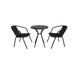 მაგიდა ორი სკამით PLASTIC BISTRO (1602.002) შავი