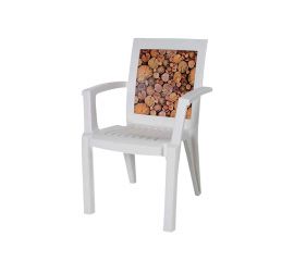 პლასტმასის სკამი პატერნით MELISA CT006-D თეთრი