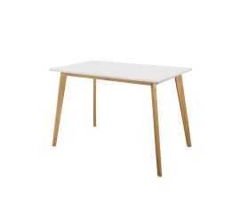 ხის მაგიდა (CODY) 120*70 (ზედაპირი თეთრი, ფეხი ღია, ხისფერი)