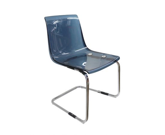 სკამი გამჭვირვალე/ქრომირებული ცისფერი TOBIAS
