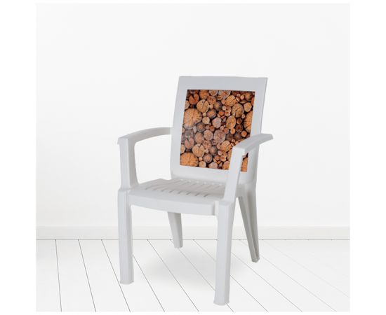 პლასტმასის სკამი პატერნით MELISA CT006-D თეთრი
