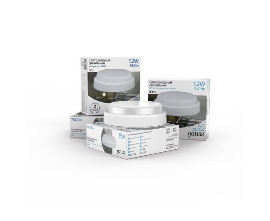 ლედ სანათი 12W მრგვალი 6500K IP65 126411312 - Gauss