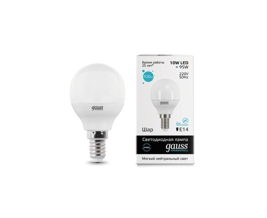 ლედ ნათურა Globe 10W E14 4100K gauss el - 53120