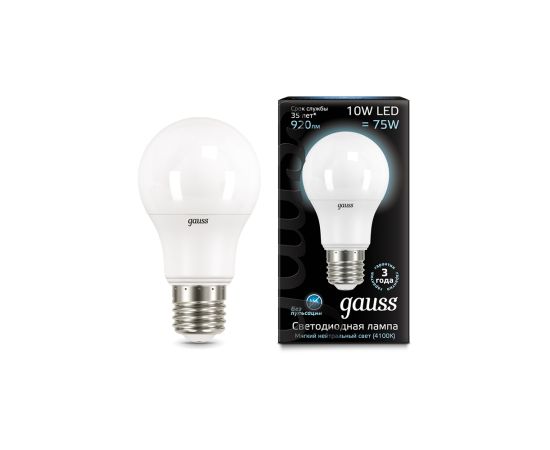 ლედ ნათურა A60 E27 10W 4100K gauss - 102502210