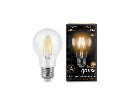 ლედ ნათურა Filament A60 E27 8W 2700К - 102802108