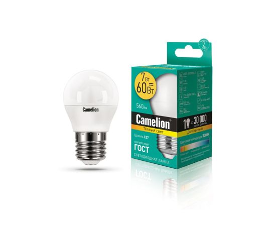ლედ ნათურა ეკონომიური 7ვტ/თბილი ნათება/E27 LED7-G45/830/E27