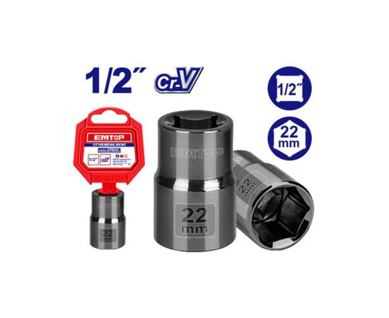 1/2" ექვსკუთხა თავაკი 22მმ Emtop-ESCT12221